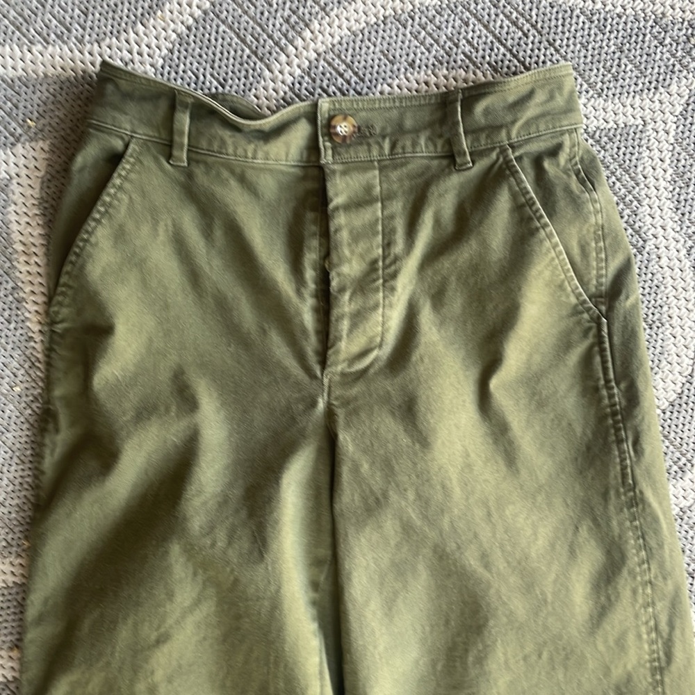 Madewell Langford pants chino jeans cropped size 27 military green wide leg - Picture 4 of 9